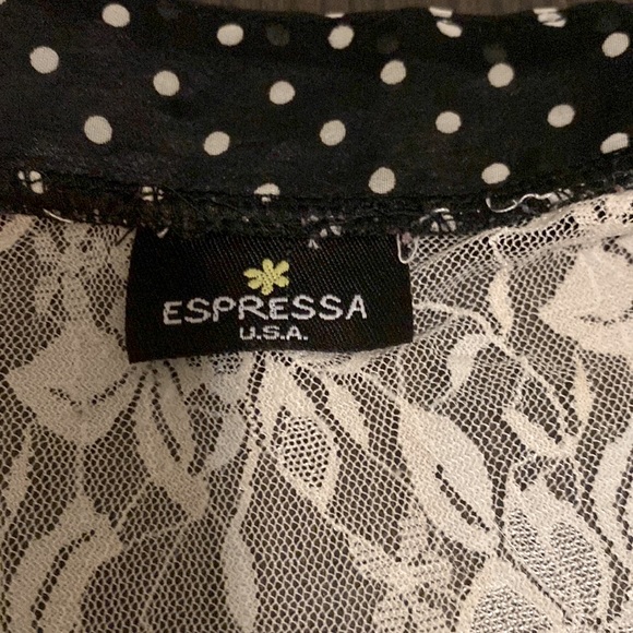 Expressa U.S.A. Sheer Black and White Polka Dot Blouse - Picture 3 of 5